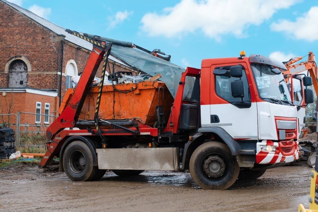 Truck delivering skip